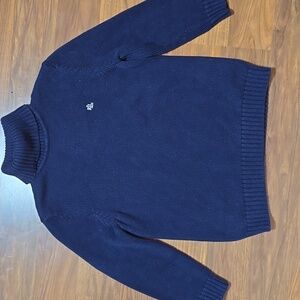 Lauren Ralph Lauren 3/4 Sleeve Navy Cotton Turtleneck Sweater